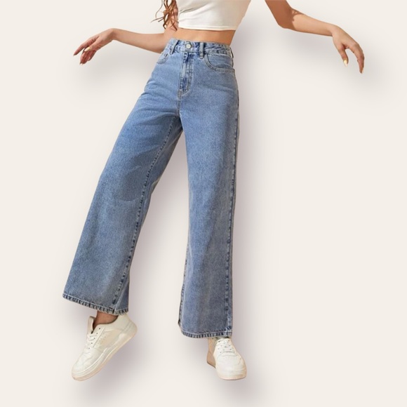 SHEIN Denim - High Waisted Wide Leg Jeans